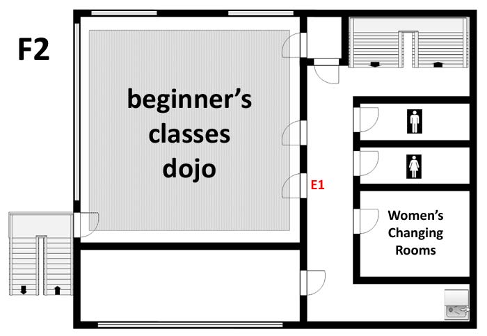 F2 floor map of the Aikikai Hombu Dojo
